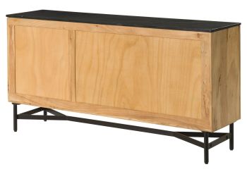 Sideboard Akazie 150x40x76 natur lackiert / Marmor schwarz LONDON #100