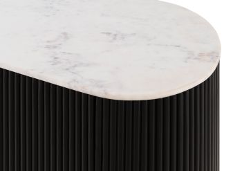 Sideboard Mango 180x40x76 schwarz lackiert / Marmor weiß BARCELONA #101