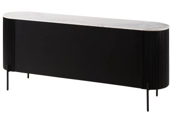 Sideboard Mango 180x40x76 schwarz lackiert / Marmor weiß BARCELONA #101