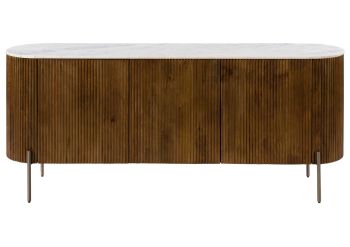 Sideboard Mango 180x40x76 braun lackiert / Marmor weiß BARCELONA #201