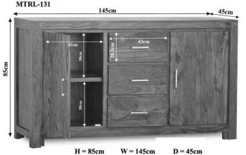 Sideboard Sheesham 145x45x85 life honey lackiert METRO LIFE #131