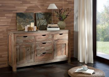 Sideboard Sheesham 140x42x80  grau geölt NATURE GREY #80