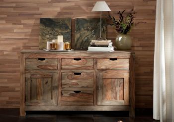 Sideboard Sheesham 140x42x80  grau geölt NATURE GREY #80