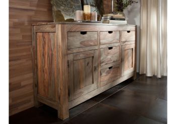 Sideboard Sheesham 140x42x80  grau geölt NATURE GREY #80