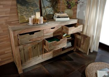 Sideboard Sheesham 140x42x80  grau geölt NATURE GREY #80