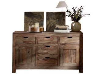 Sideboard Sheesham 140x42x80  grau geölt NATURE GREY #80