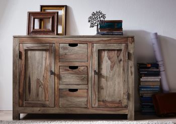 Sideboard Sheesham 120x45x85  grau geölt NATURE GREY #83