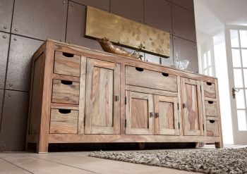 Sideboard Sheesham 210x42x85  grau geölt NATURE GREY #080