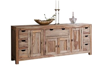 Sideboard Sheesham 210x42x85  grau geölt NATURE GREY #080