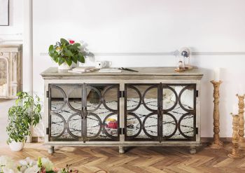 Sideboard Mango 183x46x92 grau lackiert HERMITAGE #010