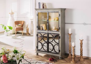 Vitrine Mango 97x45x160 grau lackiert HERMITAGE #016