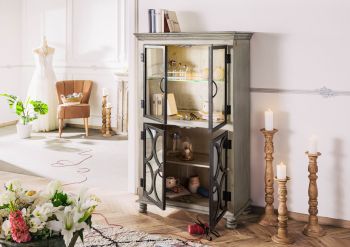 Vitrine Mango 97x45x160 grau lackiert HERMITAGE #016