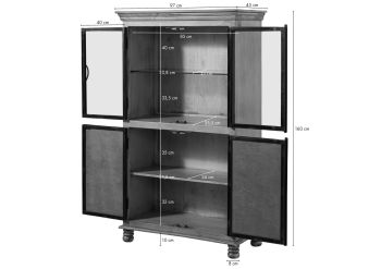 Vitrine Mango 97x45x160 grau lackiert HERMITAGE #016