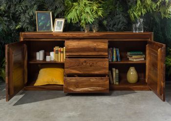 Sideboard Sheesham 185x40x80 walnuss gewachst TORONTO #202