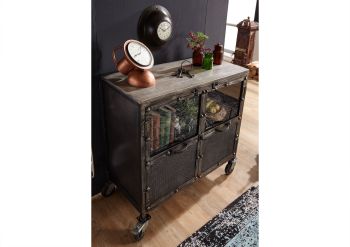 Sideboard Mango 90x40x90 grau lackiert HEAVY INDUSTRY #114