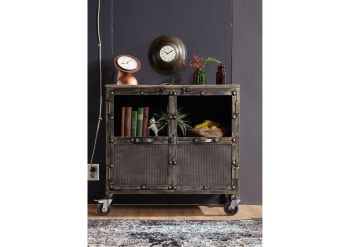 Sideboard Mango 90x40x90 grau lackiert HEAVY INDUSTRY #114