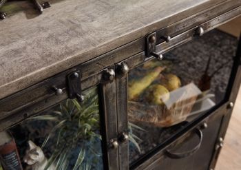 Sideboard Mango 90x40x90 grau lackiert HEAVY INDUSTRY #114