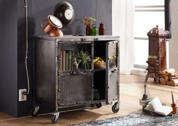 Sideboard Mango 90x40x90 grau lackiert HEAVY INDUSTRY #114