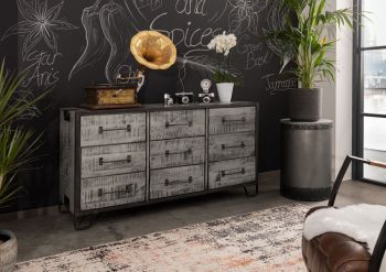 Sideboard Mango 150x45x80 grau lackiert HEAVY INDUSTRY #118