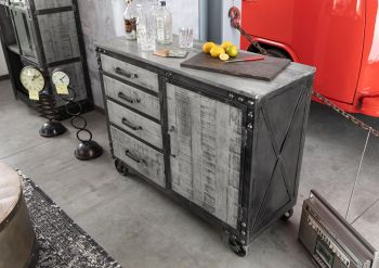 Sideboard Mango 120x46x92 grau lackiert HEAVY INDUSTRY #125