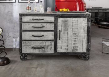 Sideboard Mango 120x46x92 grau lackiert HEAVY INDUSTRY #125