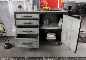Sideboard Mango 120x46x92 grau lackiert HEAVY INDUSTRY #125