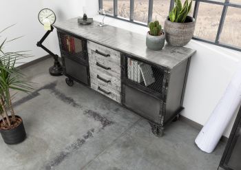 Sideboard Mango 153x40x80 grau lackiert HEAVY INDUSTRY #153