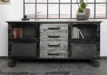 Sideboard Mango 153x40x80 grau lackiert HEAVY INDUSTRY #153