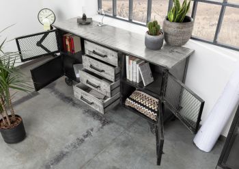 Sideboard Mango 153x40x80 grau lackiert HEAVY INDUSTRY #153