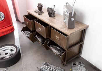 Sideboard Mango 150x44x80 braun lackiert HEAVY INDUSTRY #248