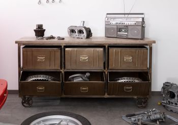 Sideboard Mango 150x44x80 braun lackiert HEAVY INDUSTRY #248