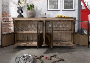 Sideboard Mango 180x40x90 braun lackiert HEAVY INDUSTRY #250