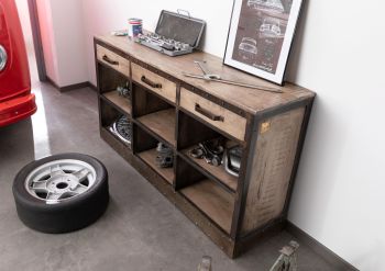 Sideboard Mango 153x40x83 braun lackiert HEAVY INDUSTRY #251
