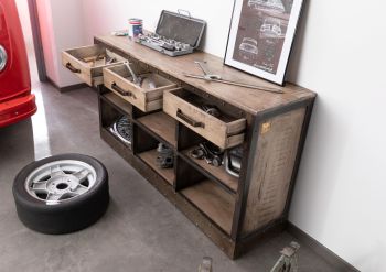 Sideboard Mango 153x40x83 braun lackiert HEAVY INDUSTRY #251