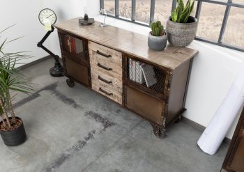 Sideboard Mango 153x40x80 braun lackiert HEAVY INDUSTRY #253