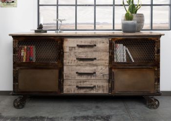 Sideboard Mango 153x40x80 braun lackiert HEAVY INDUSTRY #253