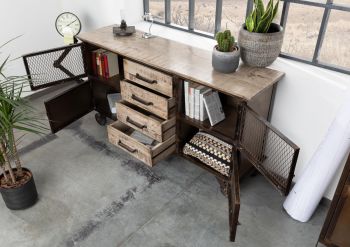 Sideboard Mango 153x40x80 braun lackiert HEAVY INDUSTRY #253