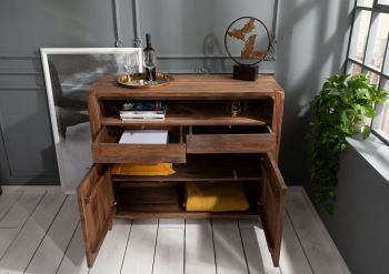 Sideboard Sheesham 120x45x100 grau geölt BUENO #2005