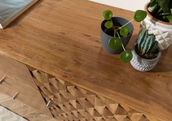 Sideboard Akazie 210x42x75 Akazie natur lackiert MOSAYK #109