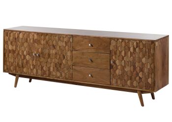 Sideboard Akazie 210x42x75 Akazie natur lackiert MOSAYK #109