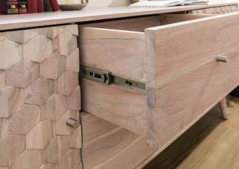 Sideboard Akazie 180x42x75 weiß lackiert MOSAYK #200