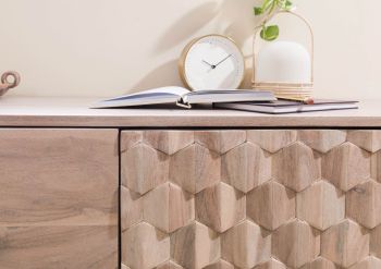 Sideboard Akazie 180x42x75 weiß lackiert MOSAYK #200