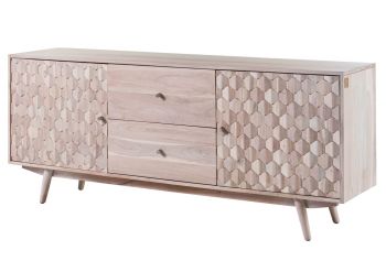 Sideboard Akazie 180x42x75 weiß lackiert MOSAYK #200