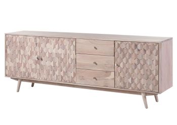 Sideboard Akazie 210x42x75 weiß lackiert MOSAYK #209