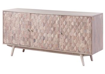 Sideboard Akazie 160x42x75 weiß lackiert MOSAYK #210