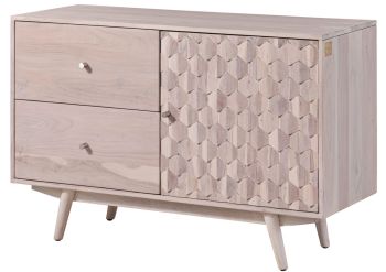 Sideboard Akazie 115x42x75 weiß lackiert MOSAYK #212