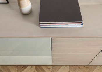 Sideboard Akazie 200x45x85 grau-weiß geölt CHICAGO #05