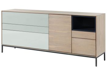 Sideboard Akazie 200x45x85 grau-weiß geölt CHICAGO #05