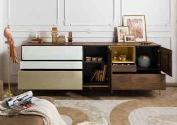 Sideboard Mango 240x45x85 braun geölt CHICAGO #106