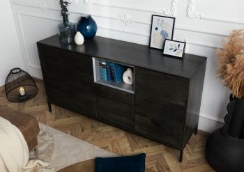 Sideboard Mango 160x45x85 dunkelgrau geölt CHICAGO #204